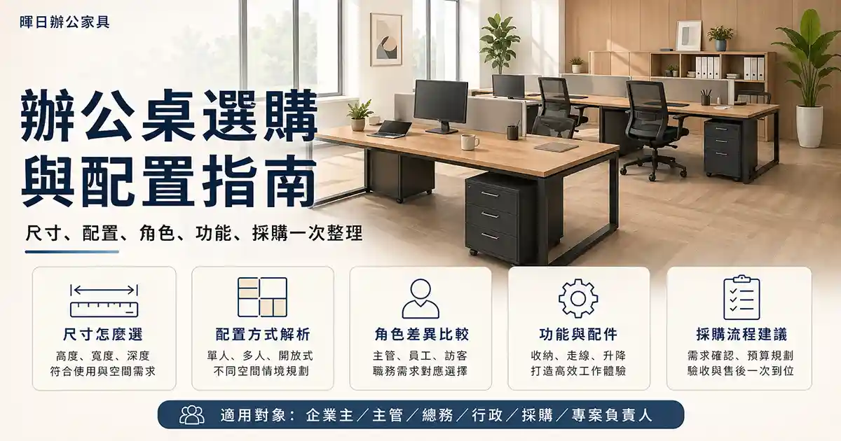 辦公桌與人體工學完整指南，整理尺寸、配置、動線、雙螢幕與長時間工作規劃