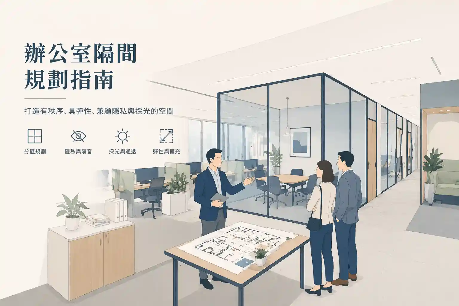 辦公室隔間規劃指南：隔音、法規、空調與施工風險的決策入口
