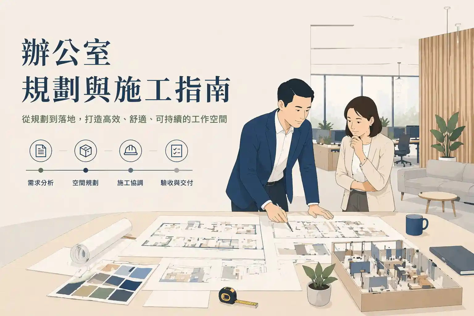 辦公室規劃與施工流程示意圖