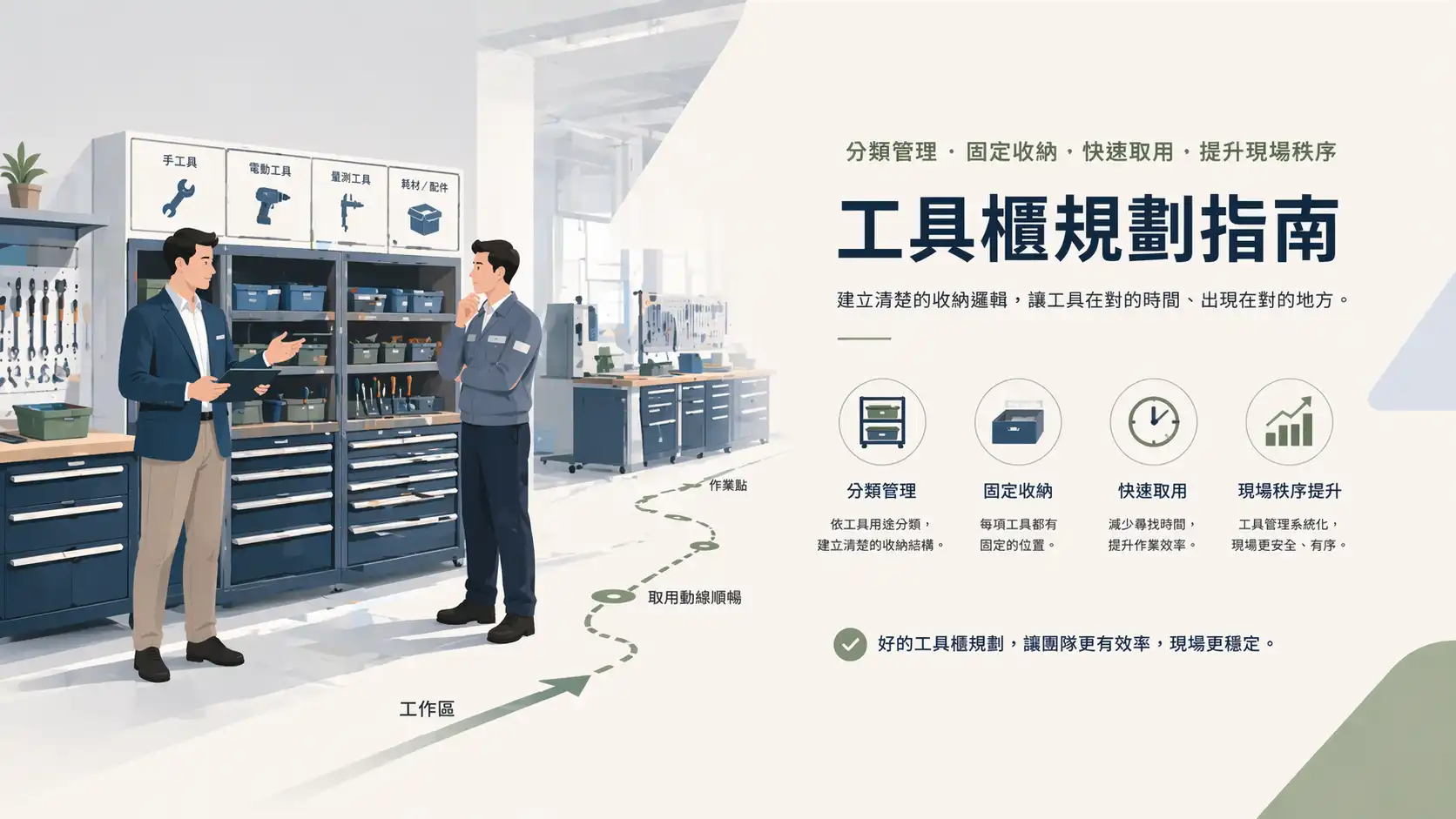 工具櫃抽屜高度與承重配置示意圖