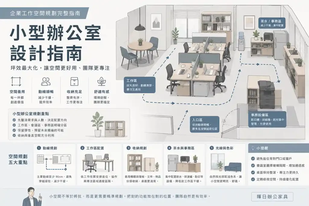 小型辦公室設計與空間效率配置示意圖