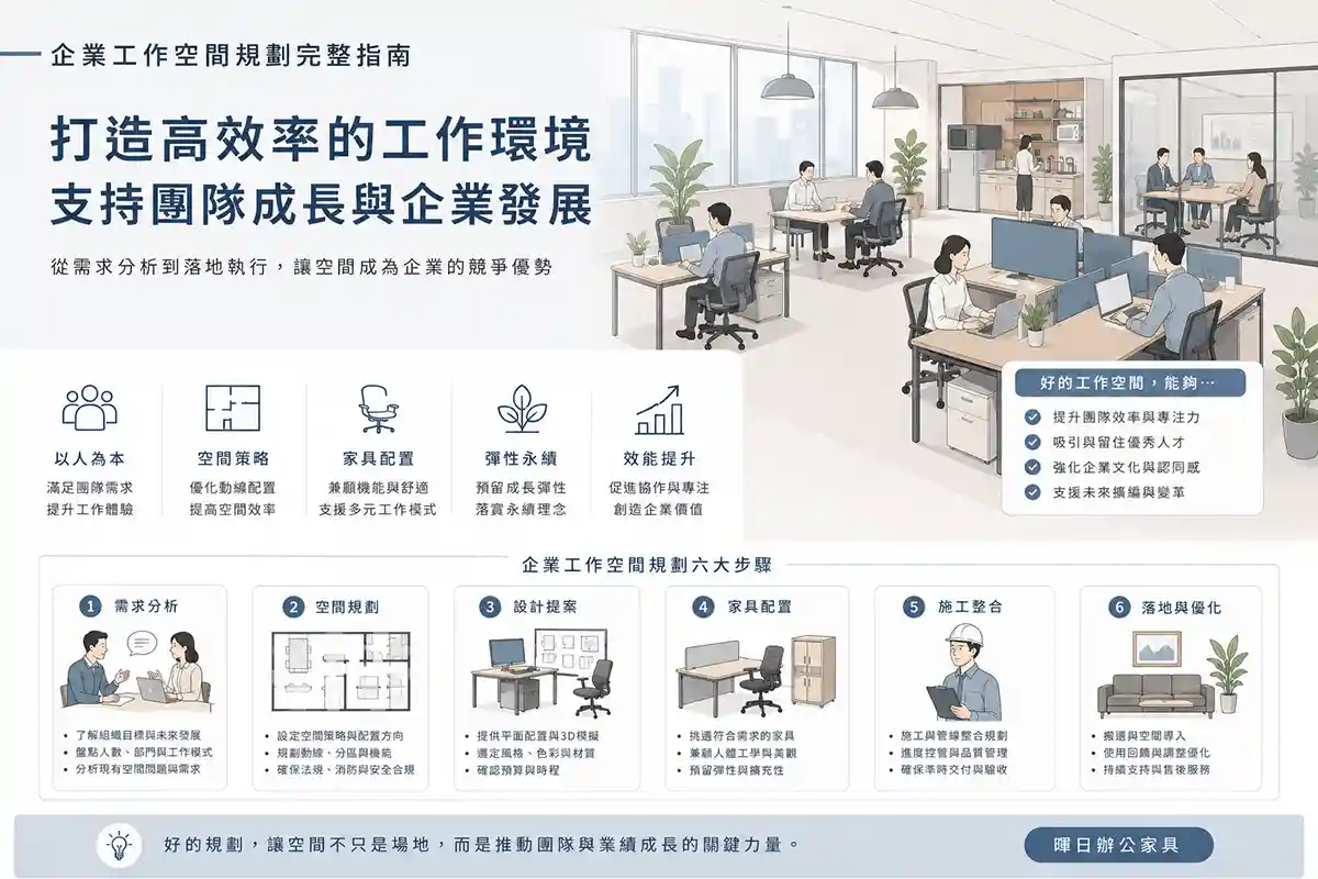 暉日辦公家具企業工作空間規劃示意圖