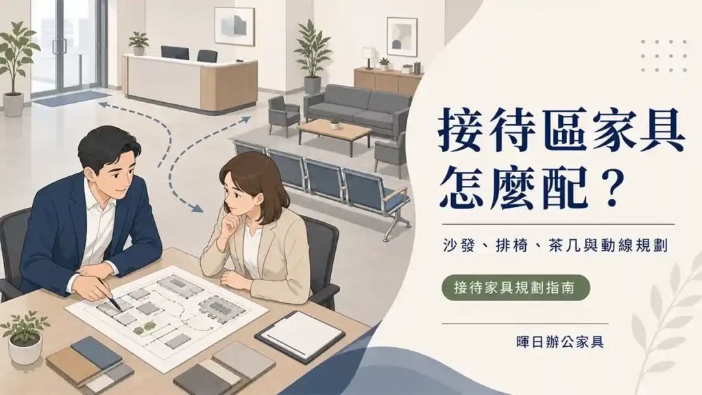 辦公室接待空間五大功能區與動線規劃示意